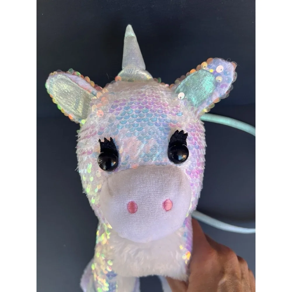 Sequin Unicorn Plush Crossbody Purse Girls Rainbow Iridescent Kids Bag NWOT